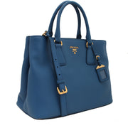 Prada BN2794 Vitello Daino Leather Convertible Shopping Tote Bag- Cobalt