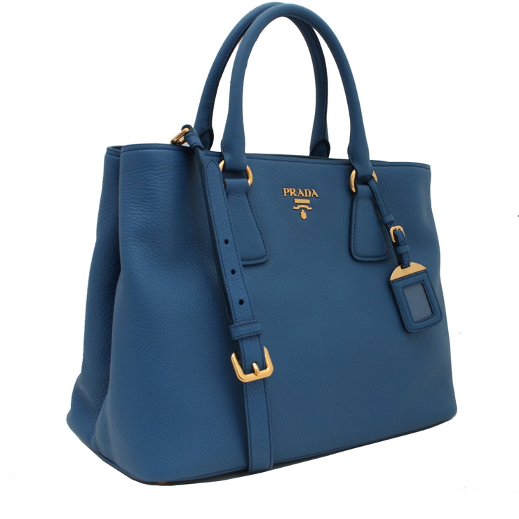 Prada BN2794 Vitello Daino Leather Convertible Shopping Tote Bag- Oltremare