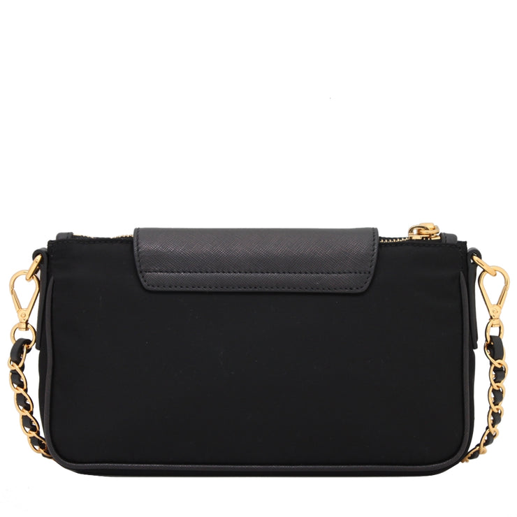 Prada 1BH779 Tessuto Nylon Convertible Clutch Sling Bag- Black