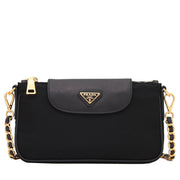 Prada 1BH779 Tessuto Nylon Convertible Clutch Sling Bag- Black