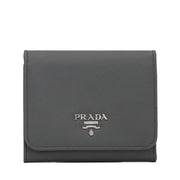 Prada 1M0176 Saffiano Leather Short Trifold Clasp Wallet- Marmo