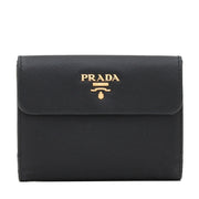 Prada 1M1410 Saffiano Leather French Wallet with Inner Flap- Black