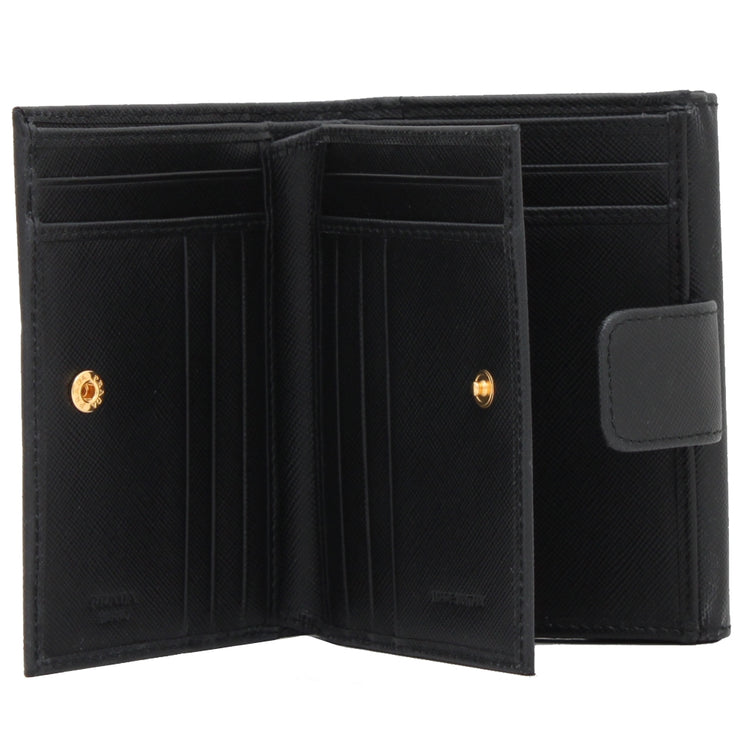 Prada 1M1410 Saffiano Leather French Wallet with Inner Flap- Black
