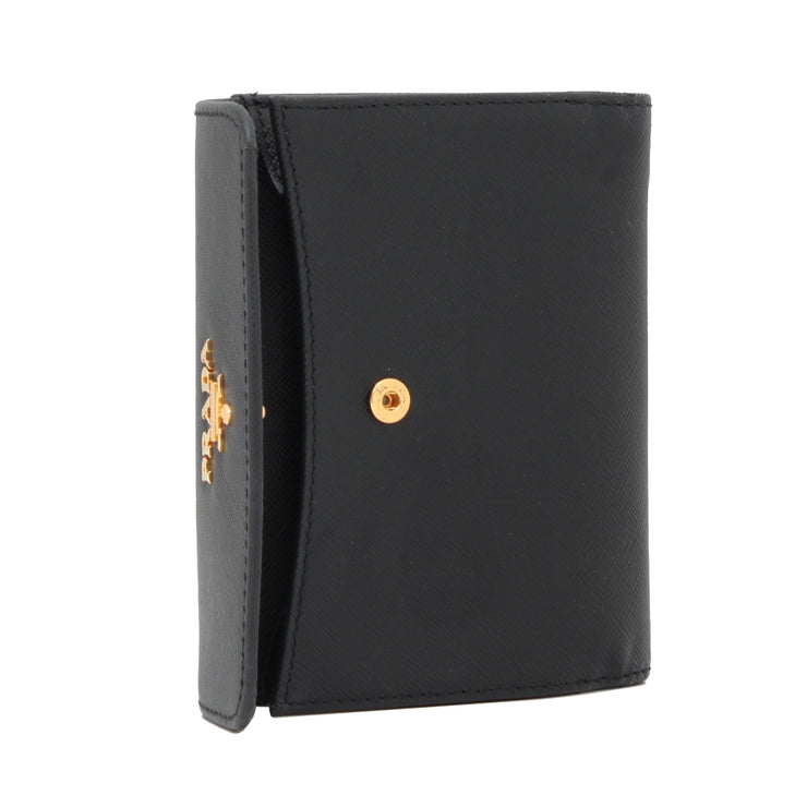 Prada 1M1410 Saffiano Leather French Wallet with Inner Flap- Black