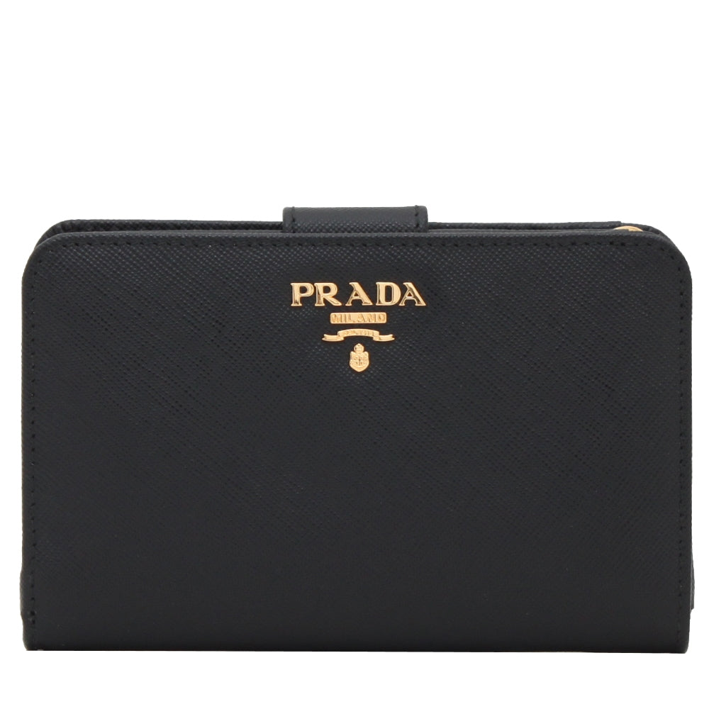 うる PRADA 1ML225 SAFFIANO L Prada 1ML225 Saffiano Leather French Wallet with Coin Zip Pocket