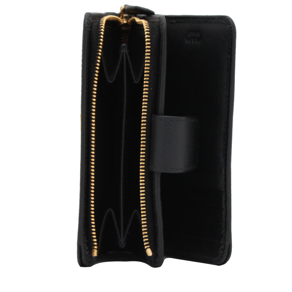 Prada 1ML225 Saffiano Leather French Wallet with Coin Zip Pocket