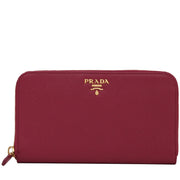 Prada 1M0506 Saffiano Leather Zip Around Long Wallet - Hibiscus
