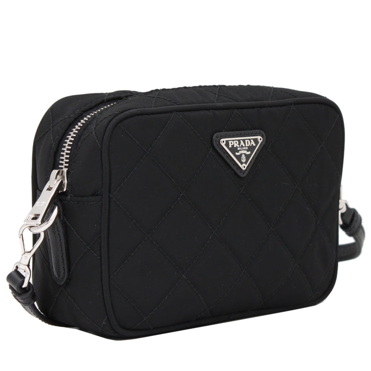 Prada BT1028 Tessuto Nylon Quilted Sling Bag- Black