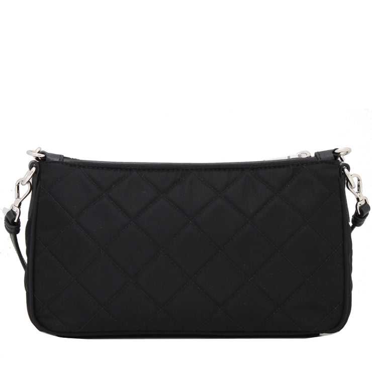 Prada 1BH026 Tessuto Nylon Quilted Convertible Top Handle Sling Bag- Black