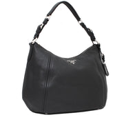 Prada BR5096 Vitello Phenix Leather Hobo Bag- Black