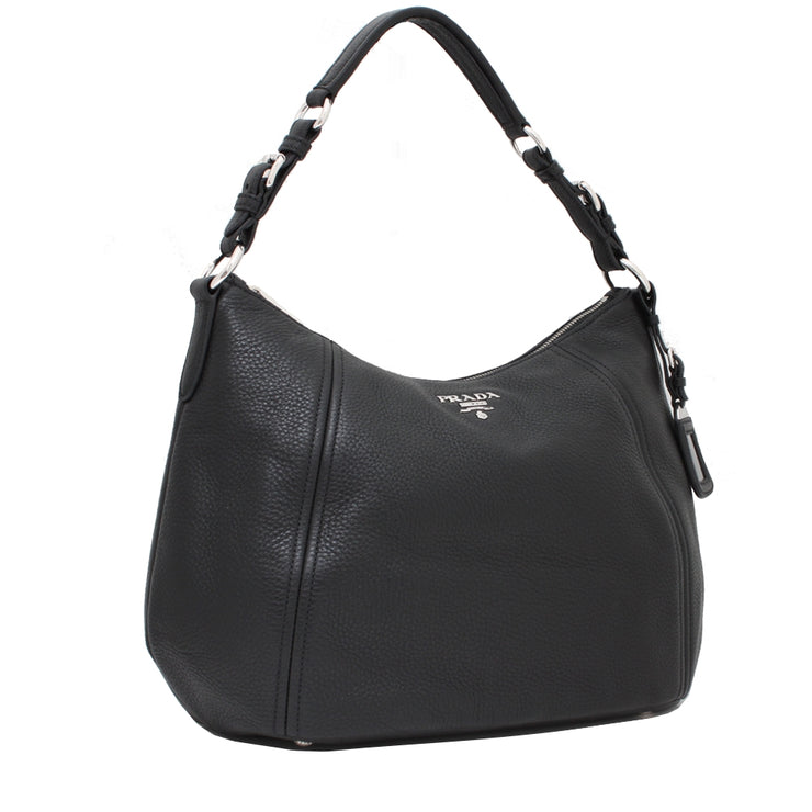 Prada BR5096 Vitello Phenix Leather Hobo Bag- Bruciato
