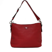 Prada BR5122 Vitello Daino Leather Hobo Bag- Red