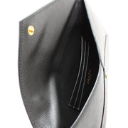 Prada 1MF175 Saffiano Leather Envelope Wallet with Flap- Black