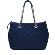 Prada BN2740 Quilted Tessuto Nylon Convertible Bag with Chain Accents- Royal