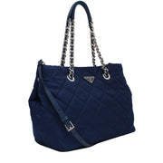 Prada BN2740 Quilted Tessuto Nylon Convertible Bag with Chain Accents- Royal