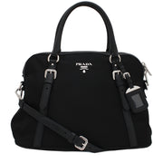 Prada BL0912 Tessuto Nylon Convertible Dome Tote Bag- Black