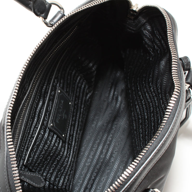 Prada BL0912 Tessuto Nylon Convertible Dome Tote Bag- Black