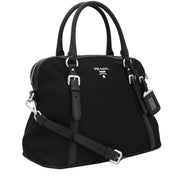 Prada BL0912 Tessuto Nylon Convertible Dome Tote Bag- Black