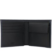 Prada 2M0738 Men's Saffiano Leather Bi-Colour Bifold Wallet with Coin Pouch & Logo- Baltic-Black