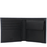 Prada 2MO738 Men's Saffiano Leather Bi-Colour Bifold Wallet with Coin Pouch & Logo- Baltic-Black