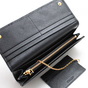 Prada 1MH132 Saffiano Leather Long Fold Wallet- Black