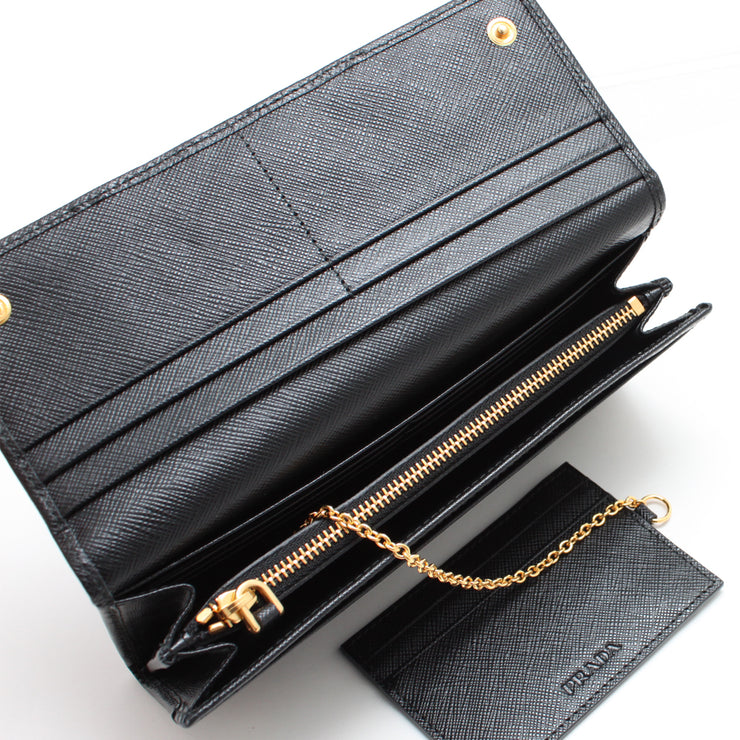 Prada 1MH132 Saffiano Leather Long Fold Wallet- Cherry