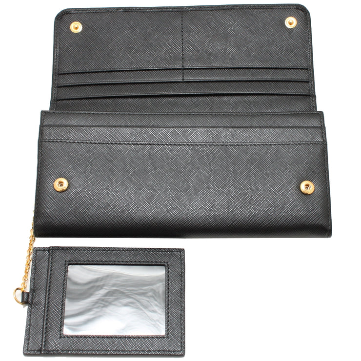 Prada 1MH132 Saffiano Leather Long Fold Wallet- Black