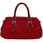 Prada BN1407 Tessuto Nylon Gaufre Convertible Satchel Bag- Red
