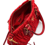 Prada BN1407 Tessuto Nylon Gaufre Convertible Satchel Bag- Red