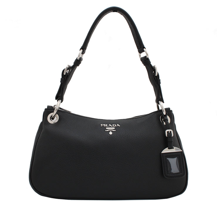 Prada B4894M Vitello Phenix Leather Hobo Bag- Black