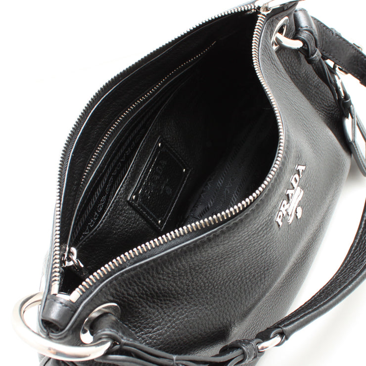Prada B4894M Vitello Phenix Leather Hobo Bag- Black