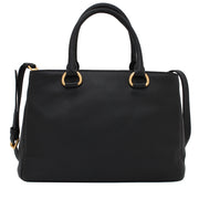 Prada BN2978 Vitello Daino Leather Shopping Tote Bag- Black