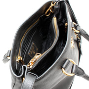 Prada BN2978 Vitello Daino Leather Shopping Tote Bag- Black