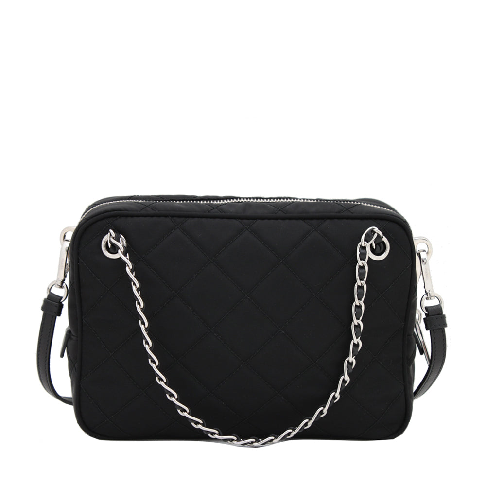 PRADA バック New Prada Logo Tessuto Nylon Soft Calf Trim Black Crossbody