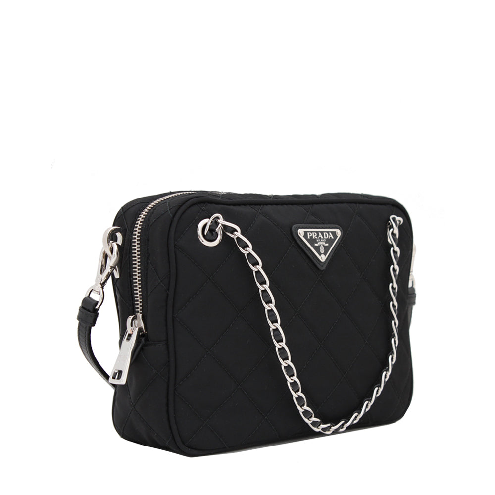 PRADA バック New Prada Logo Tessuto Nylon Soft Calf Trim Black Crossbody