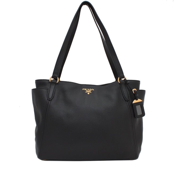 Prada BR4970 Vitello Daino Leather Tote Bag- Black