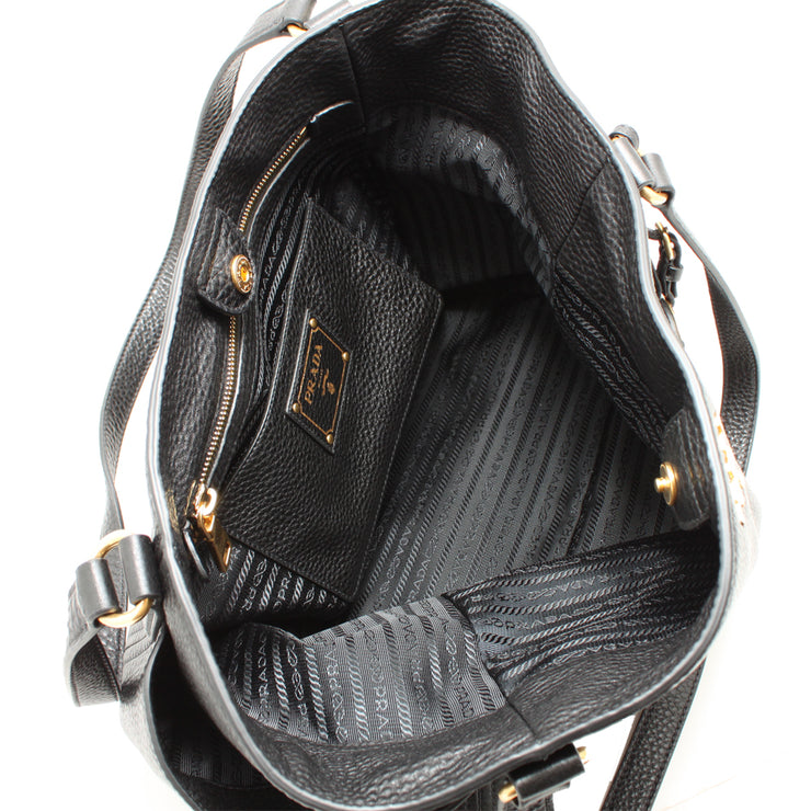 Prada BR4970 Vitello Daino Leather Tote Bag- Black