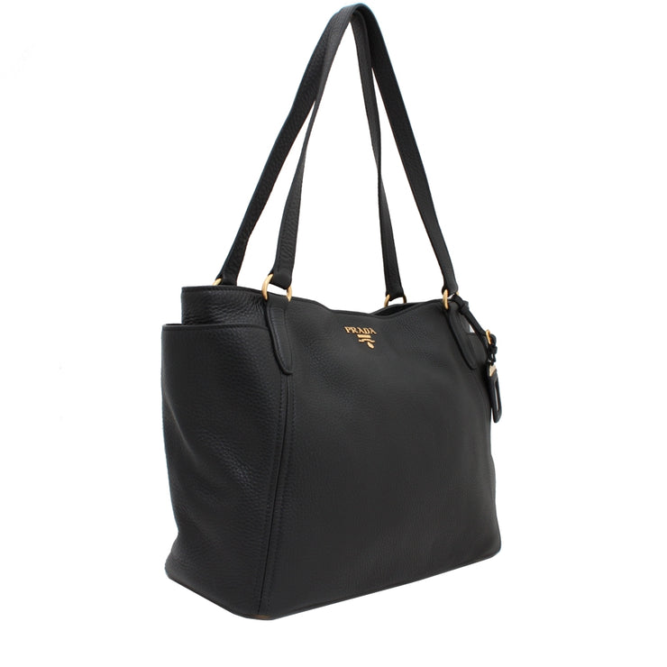 Prada BR4970 Vitello Daino Leather Tote Bag- Black