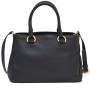 Prada 1BA878 Vitello Daino Leather Convertible Tote Bag- Black