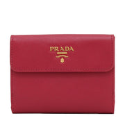 Prada 1M1410 Saffiano Leather French Wallet with Inner Flap- Peonia