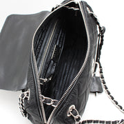 Prada BR4965 Quilted Tessuto Impuntu Nylon Convertible Chain Bag- Black