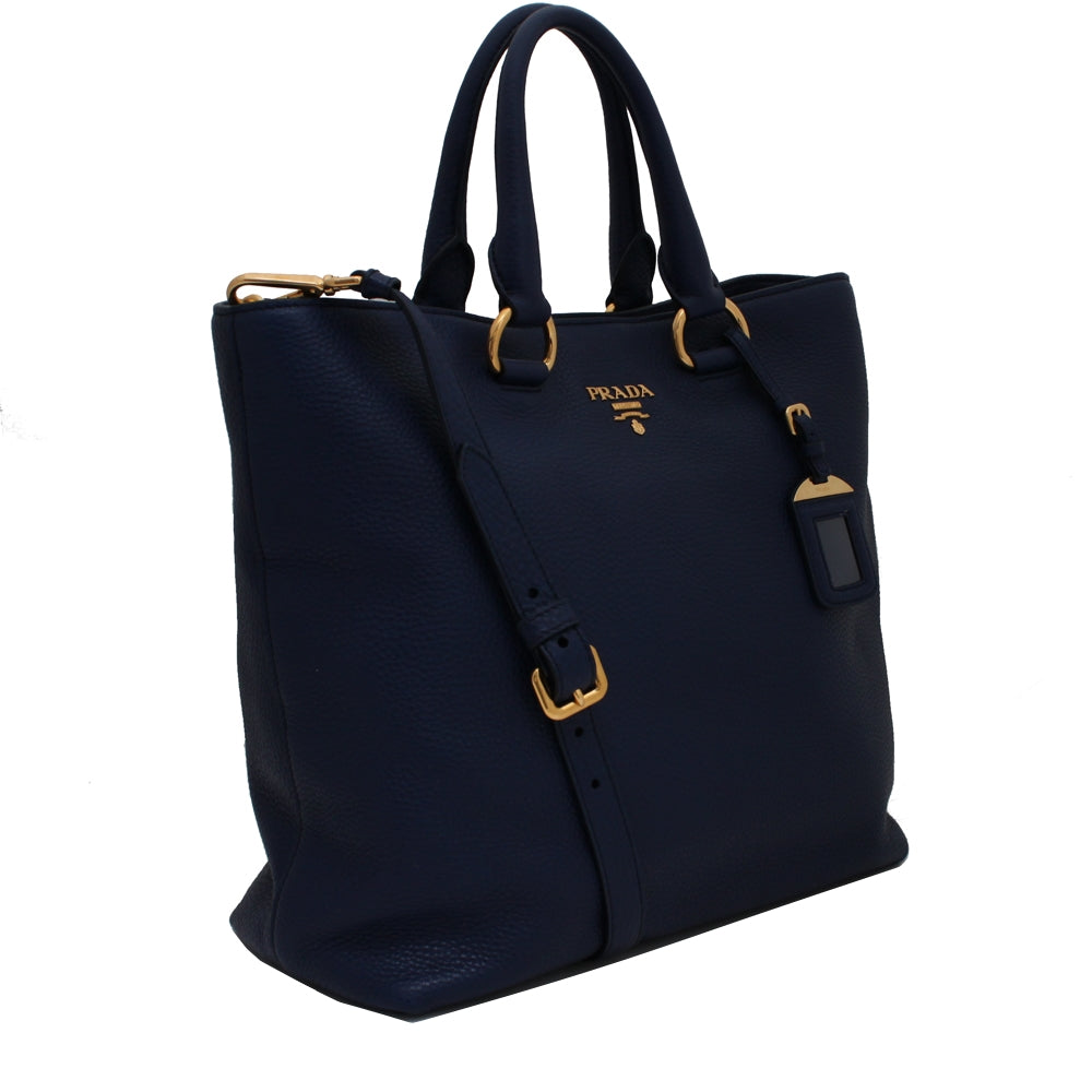 Prada BN2865 Vitello Daino Leather Convertible Shopping Tote Bag