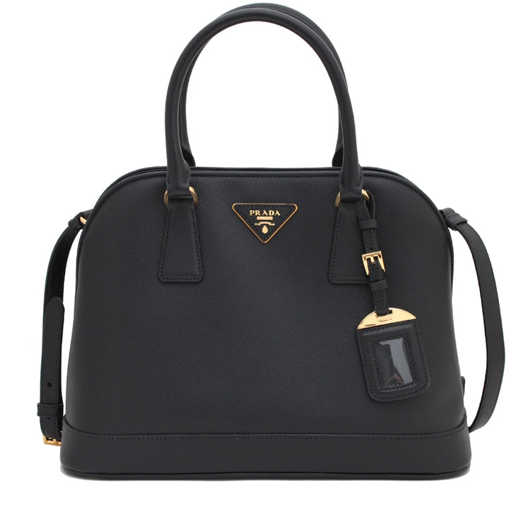 Prada BN2567 Saffiano Lux Convertible Tote Bag- Black