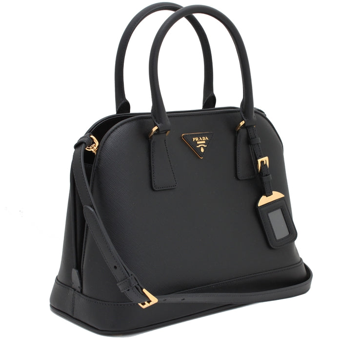 Prada BN2567 Saffiano Lux Convertible Tote Bag- Black