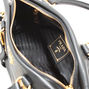Prada 1BA904 Soft Calf Leather Top Handle Convertible Bag- Black