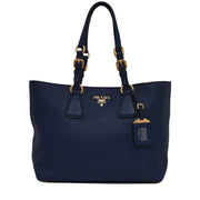 Prada 1BG043 Vitello Phenix Leather Tote Bag- Inchiostro