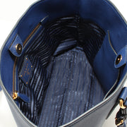 Prada 1BG043 Vitello Phenix Leather Tote Bag- Inchiostro