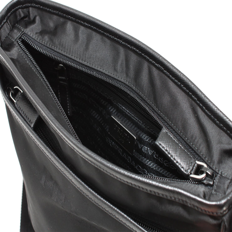 Prada 2VH797 Tessuto Nylon Top Zip Messenger Bag- Black