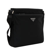 Prada 2VH797 Tessuto Nylon Top Zip Messenger Bag- Black
