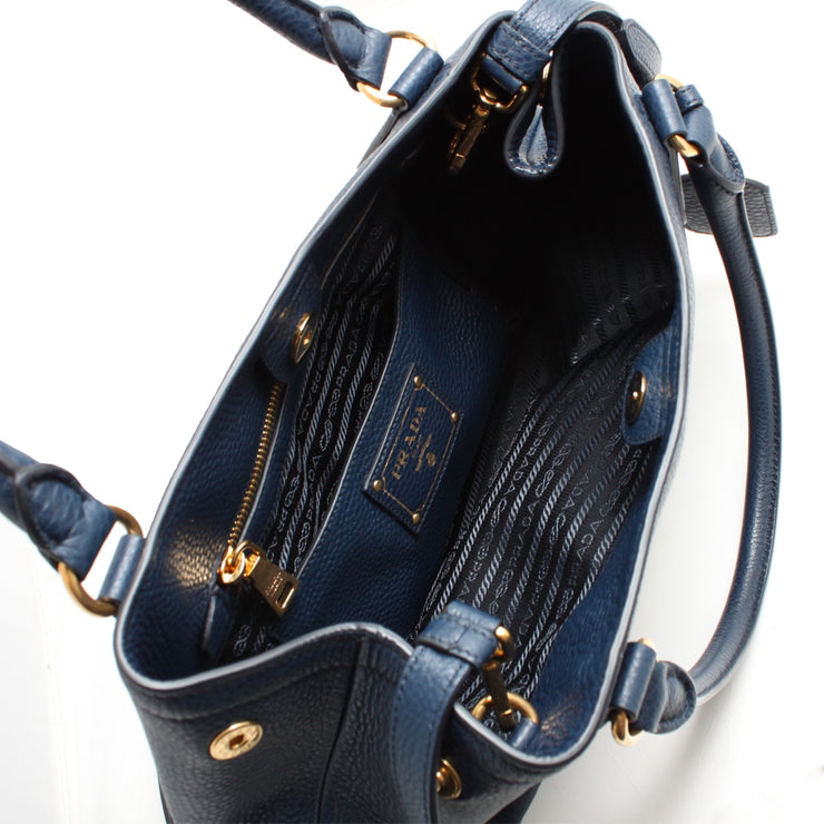 Prada 1BC534 Vitello Daino Leather Convertible Bag- Baltico